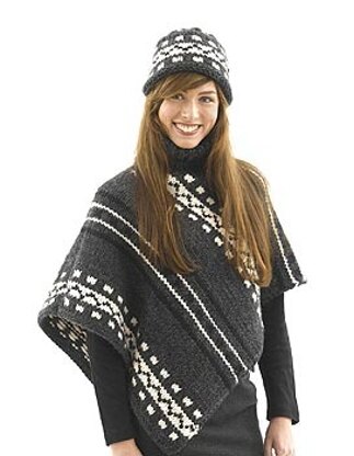 Alaska Poncho and Hat: Woman's Version in Lion Brand Wool-Ease Thick & Quick