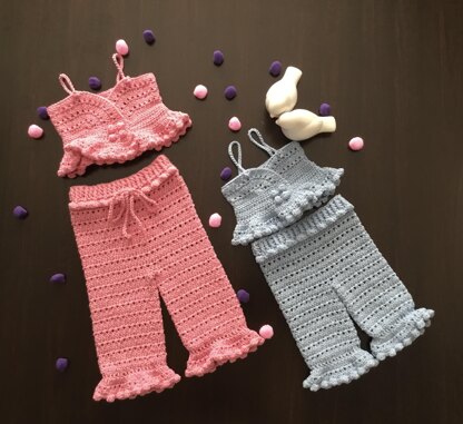 Mia Baby Crop Top, Pants & Shorts Set N 646