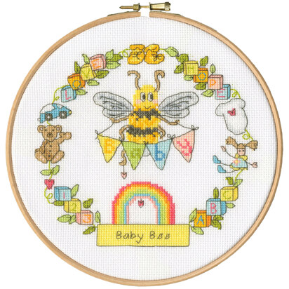 Bothy Threads Baby Bee Cross Stitch Kit - 17.5cm circle