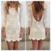 Crochet mini open back dress.