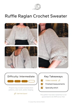 Ruffle Raglan Crochet Sweater