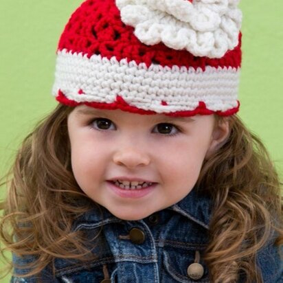 Big Bloom Hat in Red Heart With Love Solids - LW3167