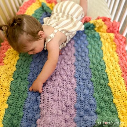 Rainbow Bobble Stitch Crib Blanket