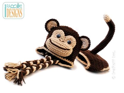 Chip the Chimpanzee Monkey, Baby Hat and Diaper Cover Set