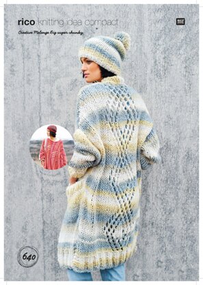 Poncho, Coat and Hat in Rico Creative Melange Big Super Chunky - 640 - Downloadable PDF