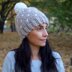 Fair isle knit look hat with pompom