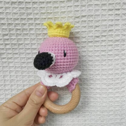 Crochet Rattle Flamingo,Crochet Teething Ring patterns,Crochet Pattern Cute,Crochet Animals,Crochet Patterns for Baby Girl