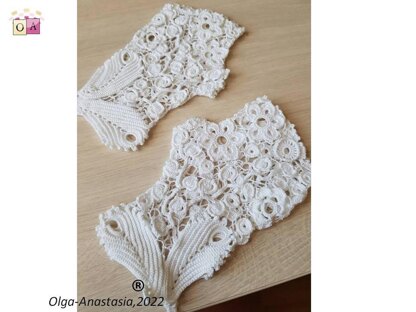 Fingerless bridal mitts Irish lace