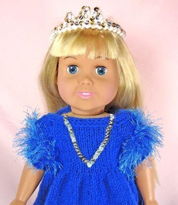 Winter Princess Dress, Knitting Patterns fit American Girl and other 18-Inch Dolls