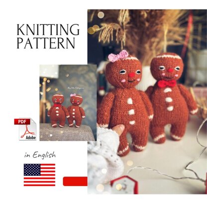 Gingerbread Man knitting toy pattern - 2 needles version