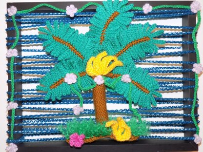 Crochet Palm Tree in a Frame (Wall Decor)