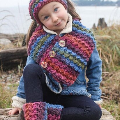 Button Wrap Scarf with Headband & Boot Cuffs