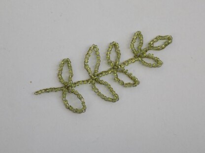 Wire Crocheted Leaf Branch with Beads