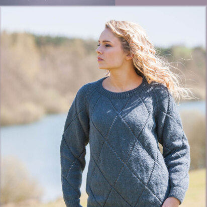 Knitted Diamond Lace Sweater in Twilleys Mist DK - 9202