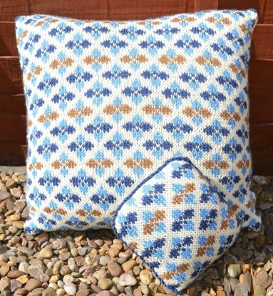 Fairisle and Flowers Cushion Cover and Pin Cushion