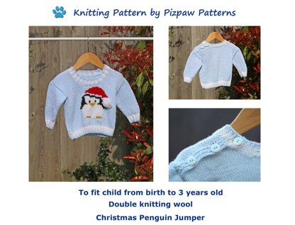 Christmas Penguin Jumper (11) to fit from birth to 3 years old