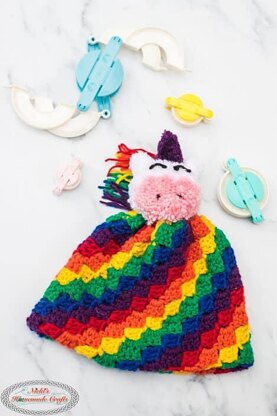 Rainbow Hat with Unicorn Pom