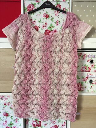 Summer cotton cabled drop stitch top