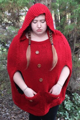 Knitted Red Riding Hood Poncho