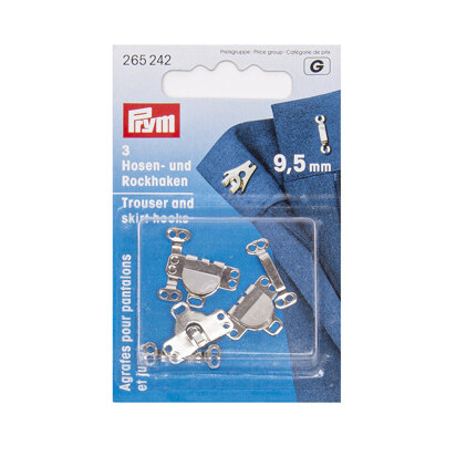 Prym Trouser Hooks and Bars 9.5mm - Silver