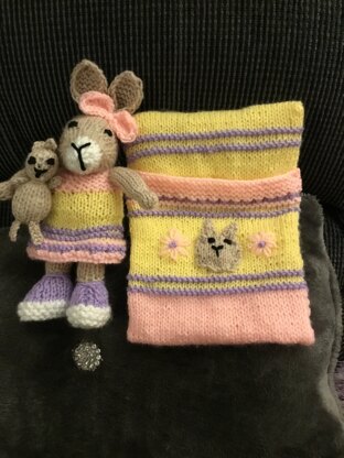Bedtime Bunny and sleeping bag - knitted rabbit