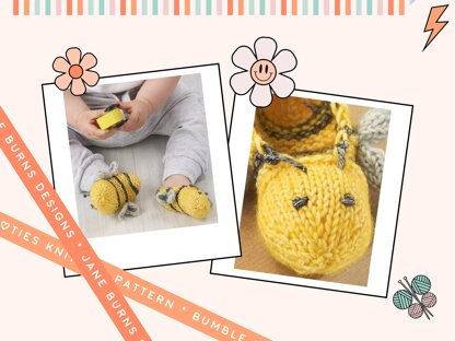 Baby Bumble Bee Booties Knitting Pattern