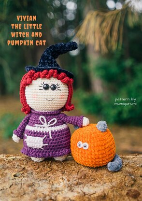 Vivian the little Witch and Pumpkin Cat