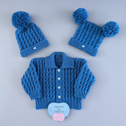 Dave Baby Jacket & hats knitting pattern 18" chest