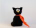 Black Cat in the orange Hat - halloween knitting pattern (knitted round)