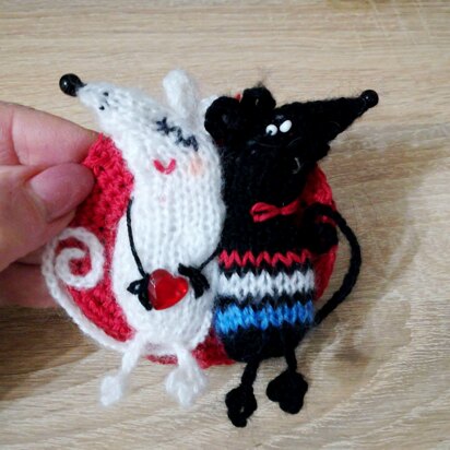 Knitting pattern The mice in love magnet Valentine's Day