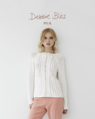 "Cable Eyelet Sweater" - Sweater Knitting Pattern For Women in Debbie Bliss Mia