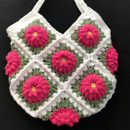 PATTERN - Crochet 3D Lotus Granny Square Bag