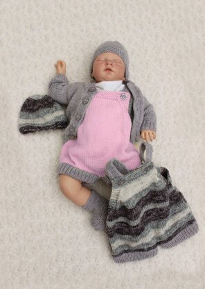 Baby Romper, Cardigan, Hat & Booties Knitting Pattern #602