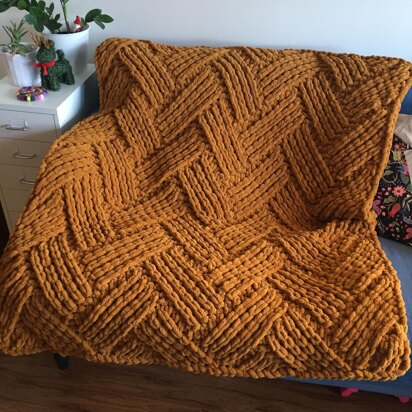 Herringbone Throw Blanket - knitting pattern
