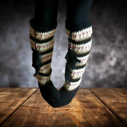 Feathered Knee High Slippers