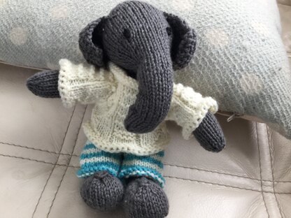 Boy Elephant in a textured sweater (companion to Girl elephant)