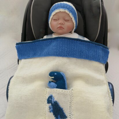 T. Rexi - Baby Car Seat Blanket + Hat + Dinosaur Toy