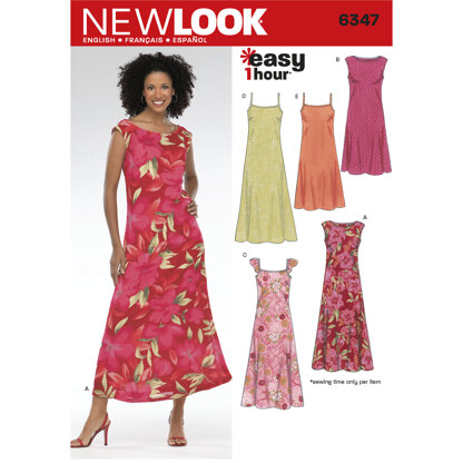 New Look Misses' Dresses 6347 - Paper Pattern, Size A (10 12 14 16 18 20 22)