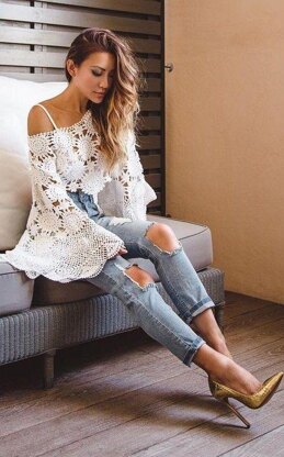 Angel sleeves summer lacy blouse