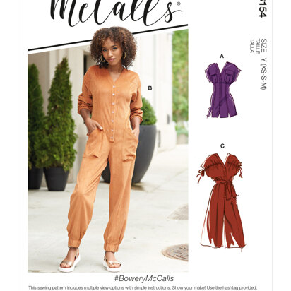 McCall's Misses' Rompers, Jumpsuits & Belt M8154 - Sewing Pattern