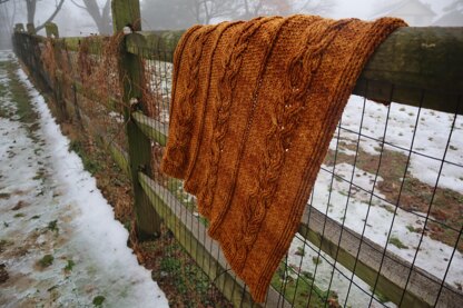 Glazed Pecan Cabled Lap Blanket