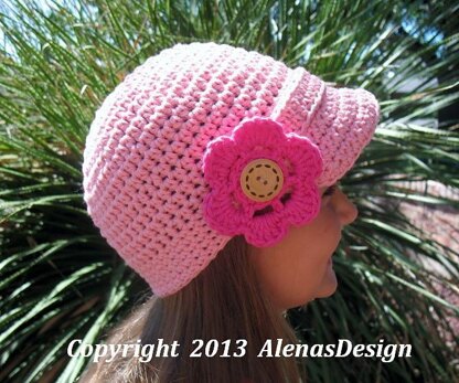 Visor Beanie Hat with Detachable Flower