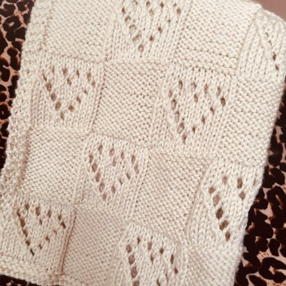 Heart Patch Blanket, Knitting Pattern