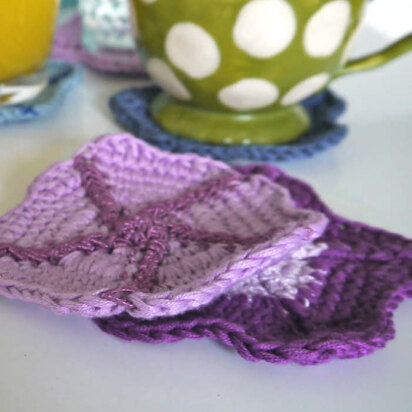 Petunia Blossom Coasters in Berroco Captiva and Modern Cotton - Downloadable PDF