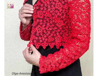 Red lace cardigan