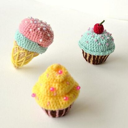 Cupcake, Ice Cream and Donut Set: Donut Crochet Pattern, Cupcake Crochet Pattern, Ice Cream Crochet Pattern