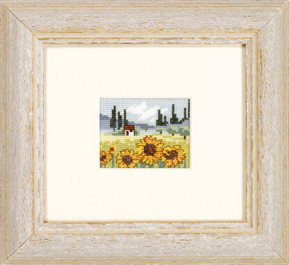 Permin Sunflower Field Cross Stitch Kit - 14x12cm