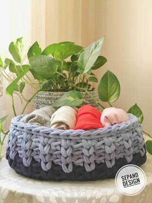 Zpagetti (t shirt) yarn basket- Oval base