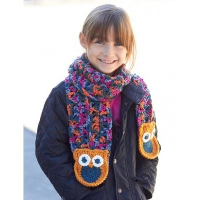 Give a Hoot! Scarf in  Bernat Super Value and Super Value Ombre - Downloadable PDF