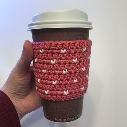 Tiny Hearts Cup Cozy Free Crochet Pattern - Simply Hooked by Janet